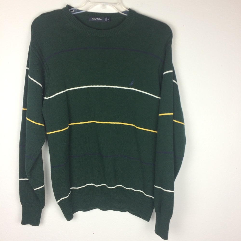 Nautica Oversized Green Striped Sweater